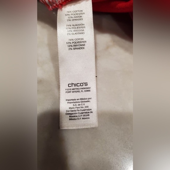 Chico’s Platinum Red Stretch Denim Skinny Jeans Sz 0/S Ankle Length - Picture 6 of 8